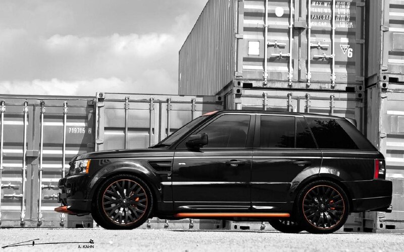 Black Range Rover Suv — Dramatic, Photograph, Shipping Containers