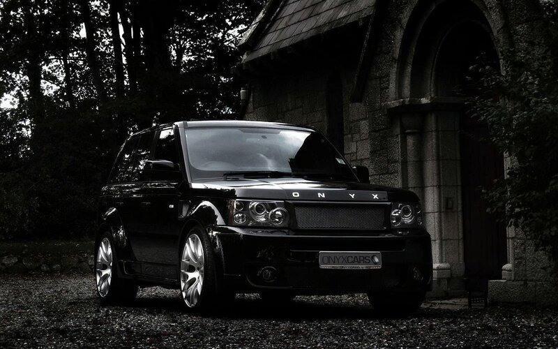 Black Range Rover Suv — Dramatic, Photograph, Stone Building