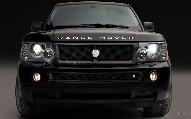 black range rover suv front view