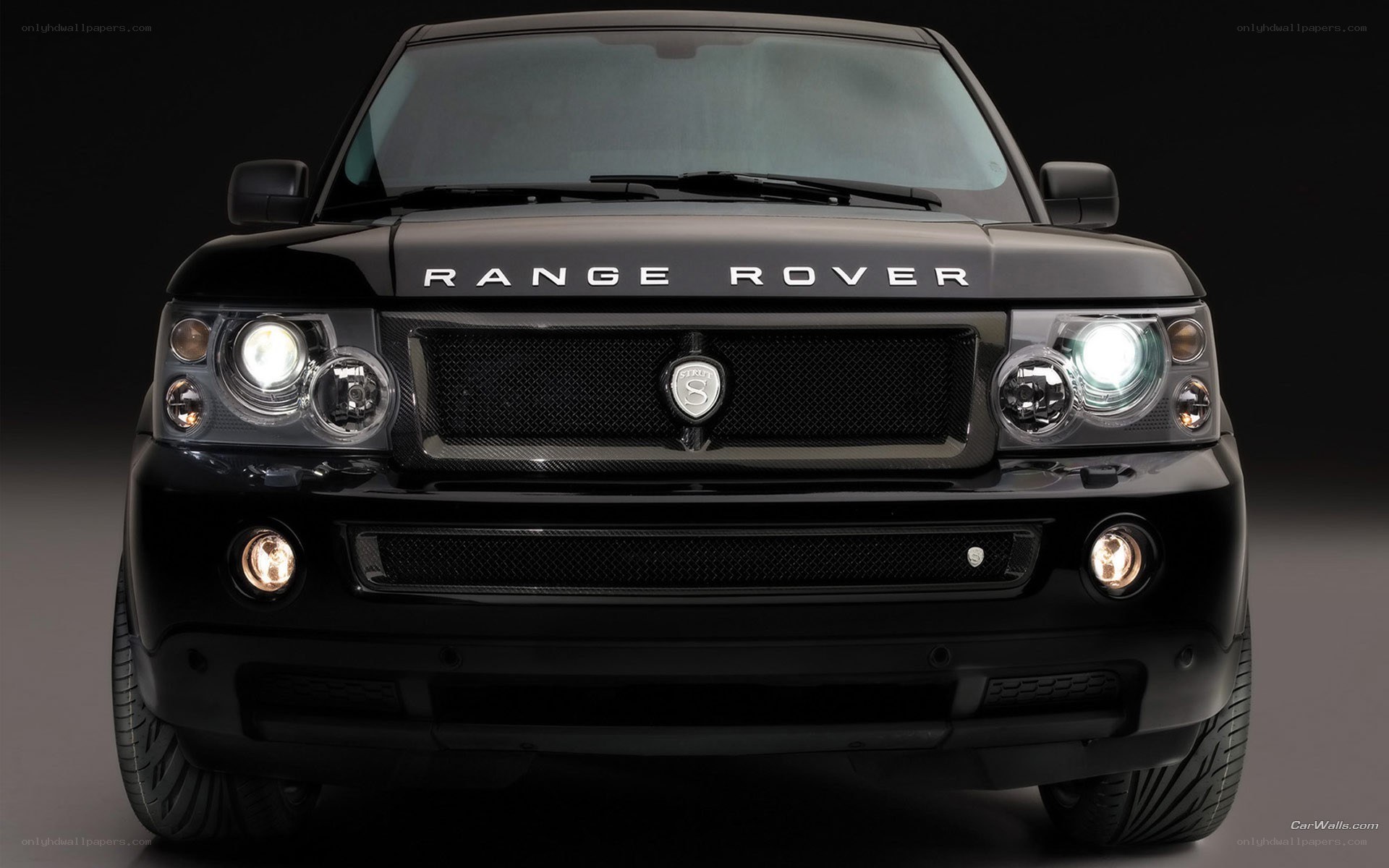 black range rover suv front view