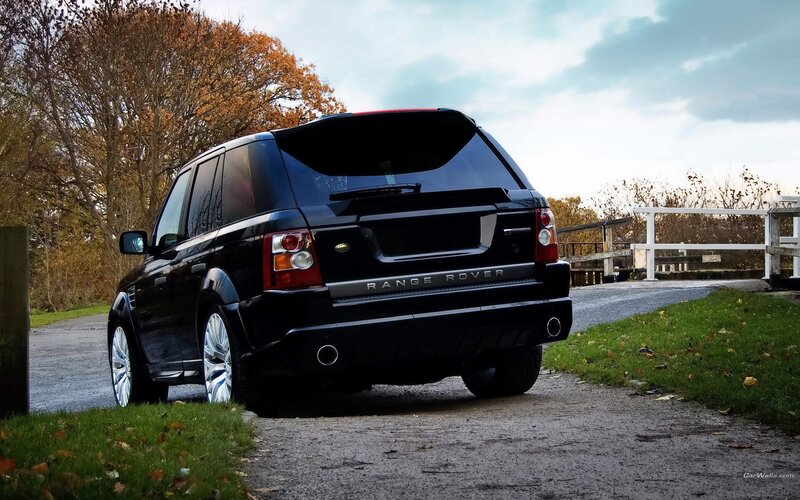 Black Range Rover Suv — Serene, Autumn, Photograph, Trees, Road, Fence