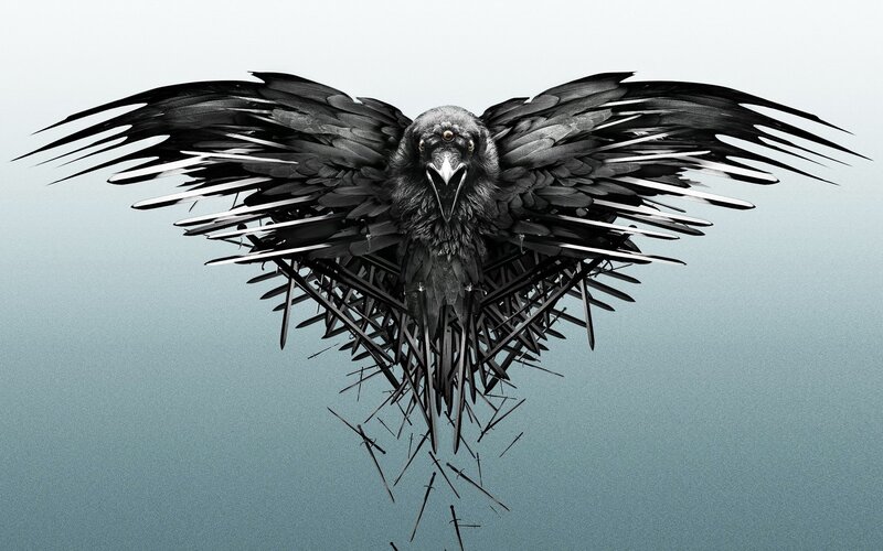 Black Raven with Spread Wings — Dramatic, Digital Art, Swords