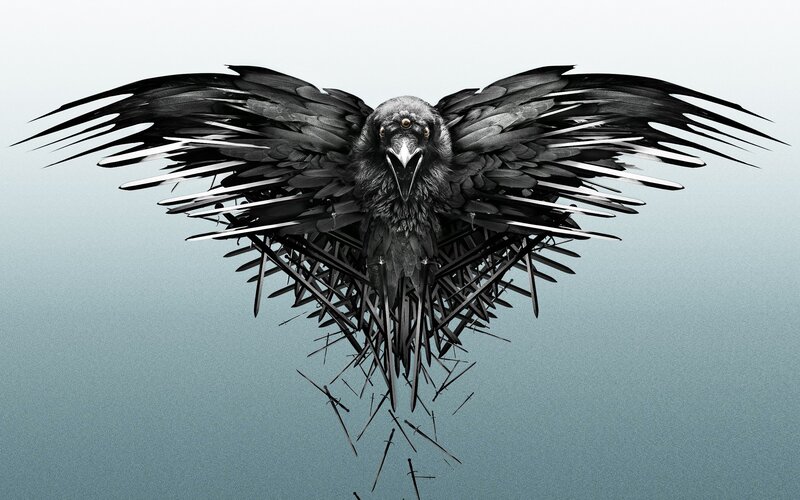 Black Raven with Swords — Dramatic, Digital Art, Wings