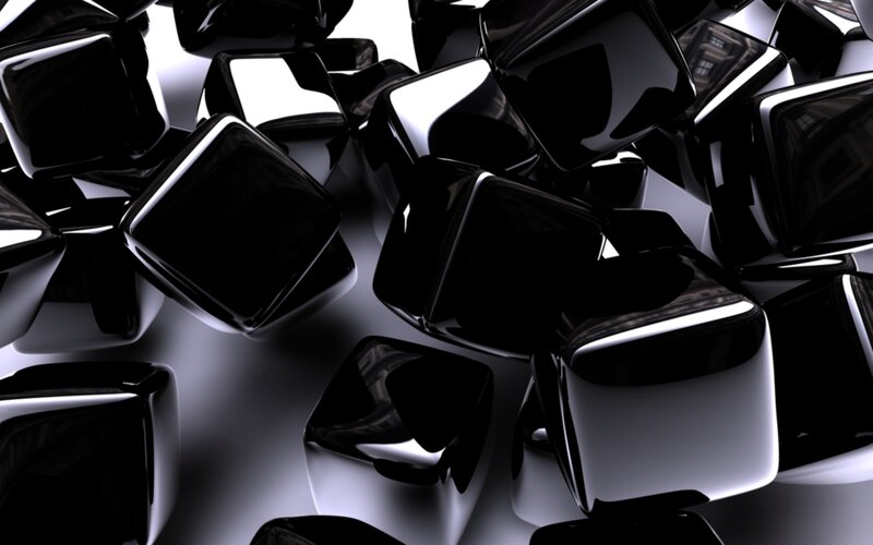 Black Reflective Cubes — Abstract, 3d Render, Shadows