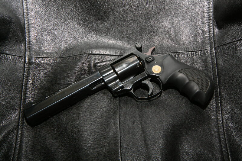 black revolver on leather