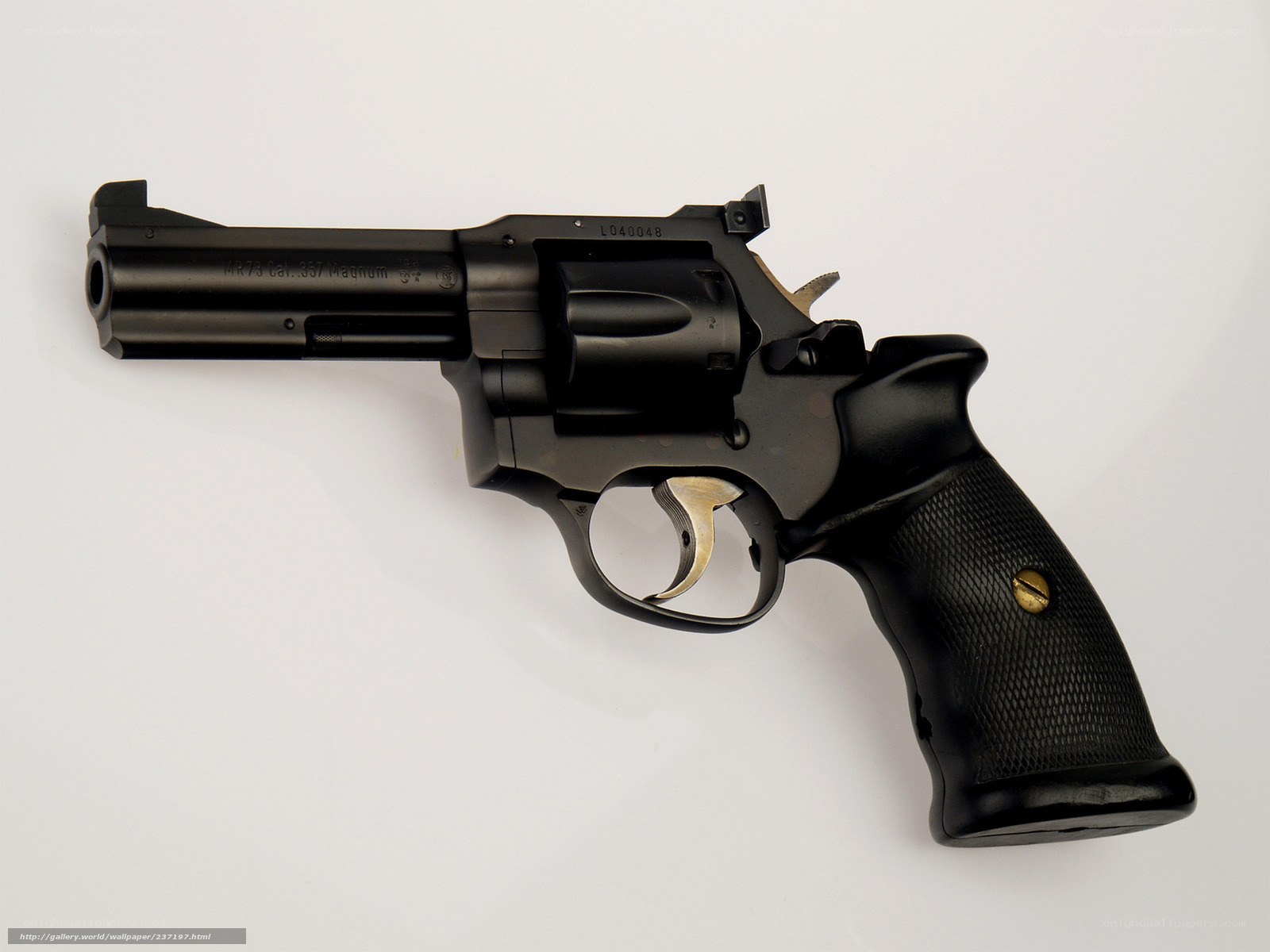 black revolver on white background