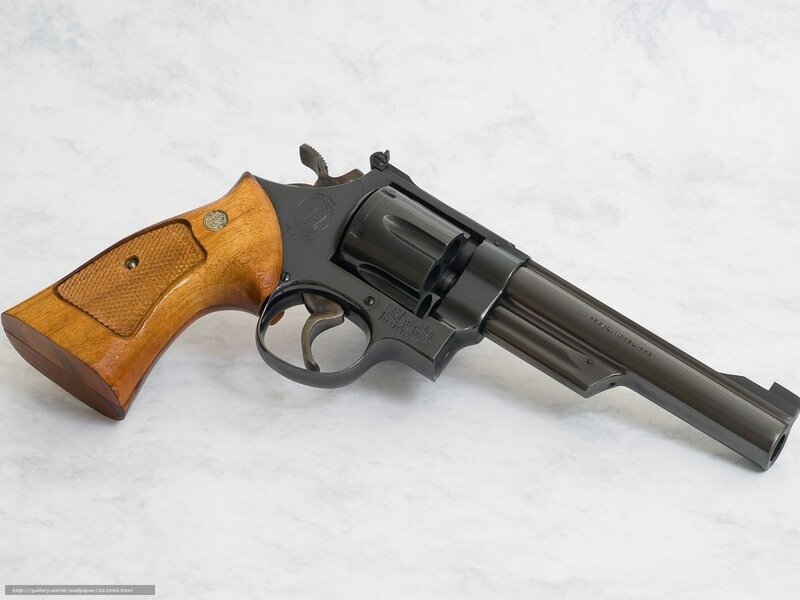 Black Revolver with Wooden Grip — Neutral, Photograph