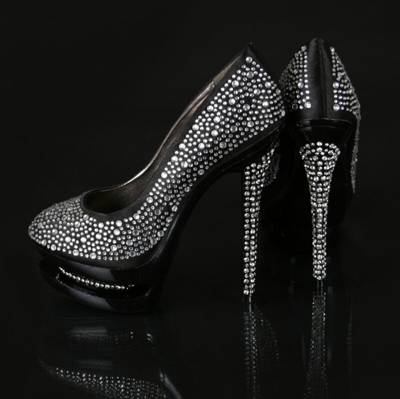 Black Rhinestone Heels