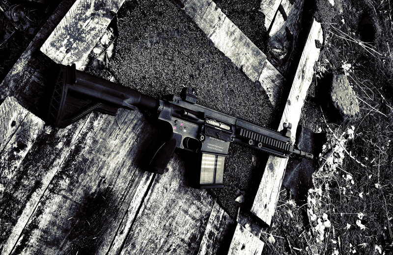 Black Rifle on Wood