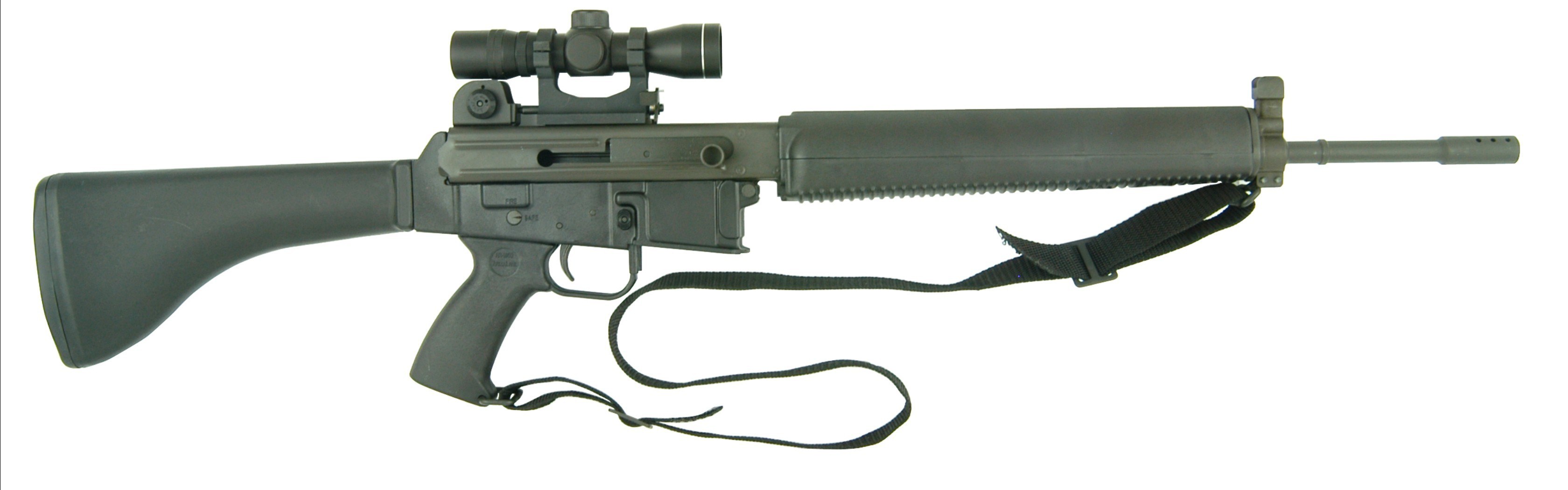 black rifle with scope