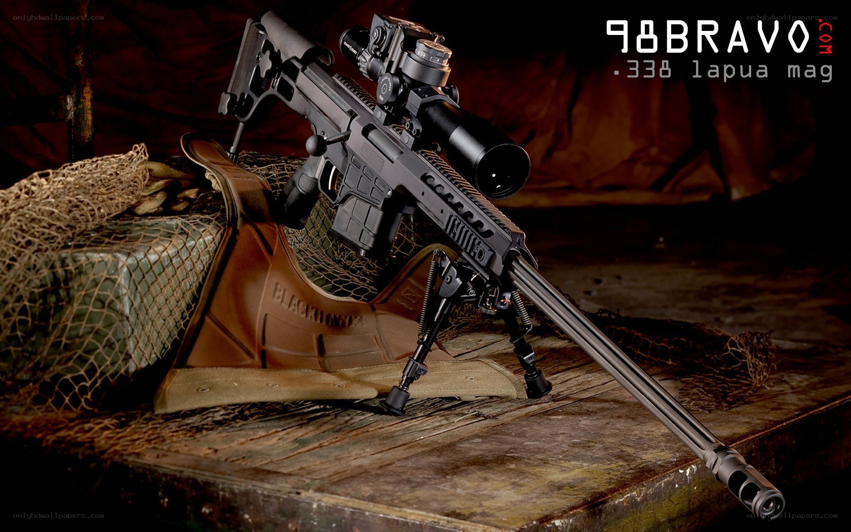 Black rifle with scope