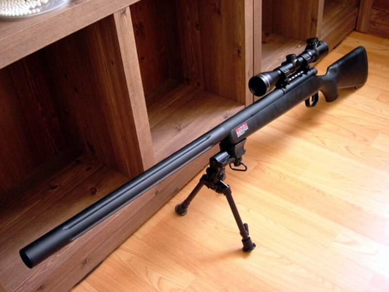 black rifle with scope