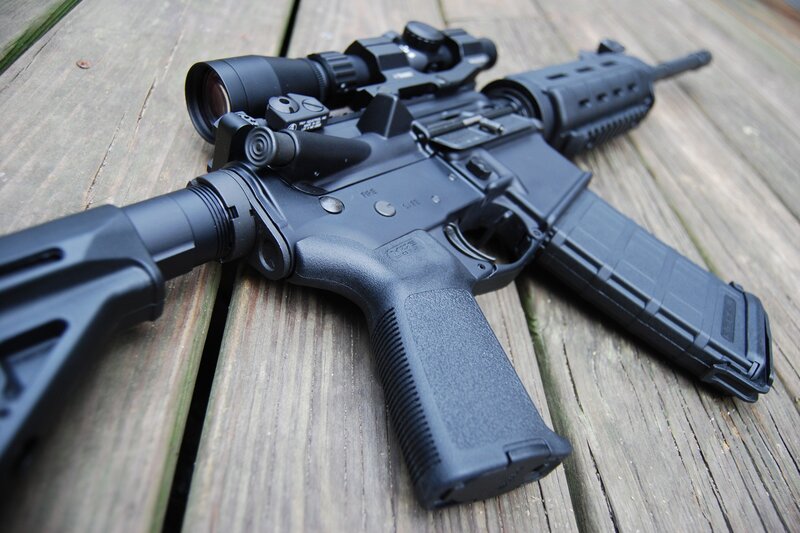 black rifle with scope