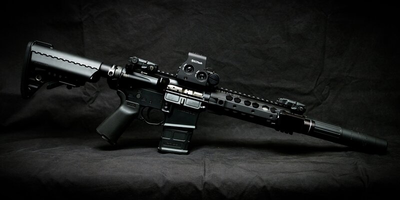 Black Rifle with Scope — Dramatic, Photograph