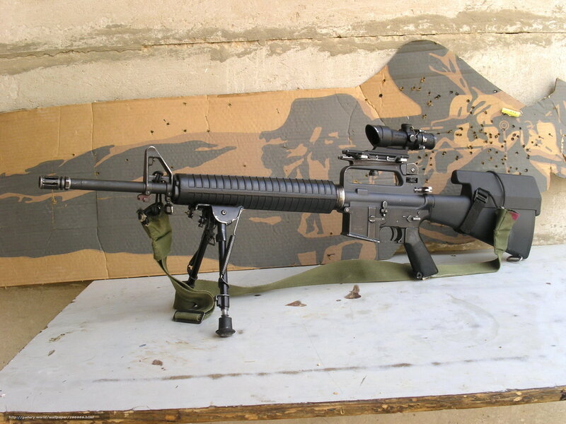 Black Rifle with Scope — Neutral, Photograph, Tripod