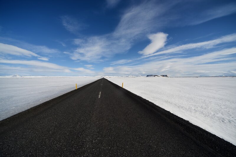 Black Road in Snow