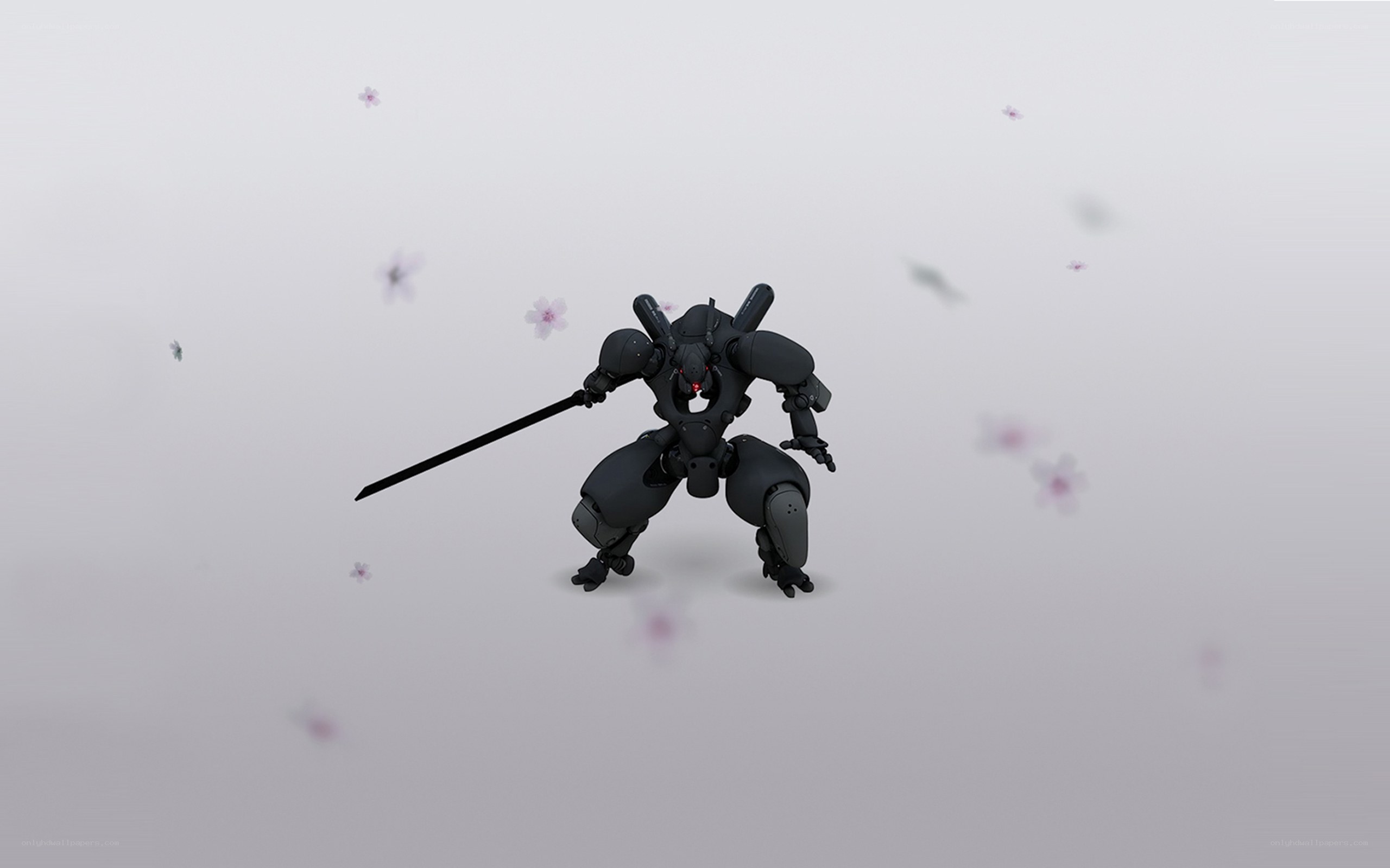 Black robot samurai with sword