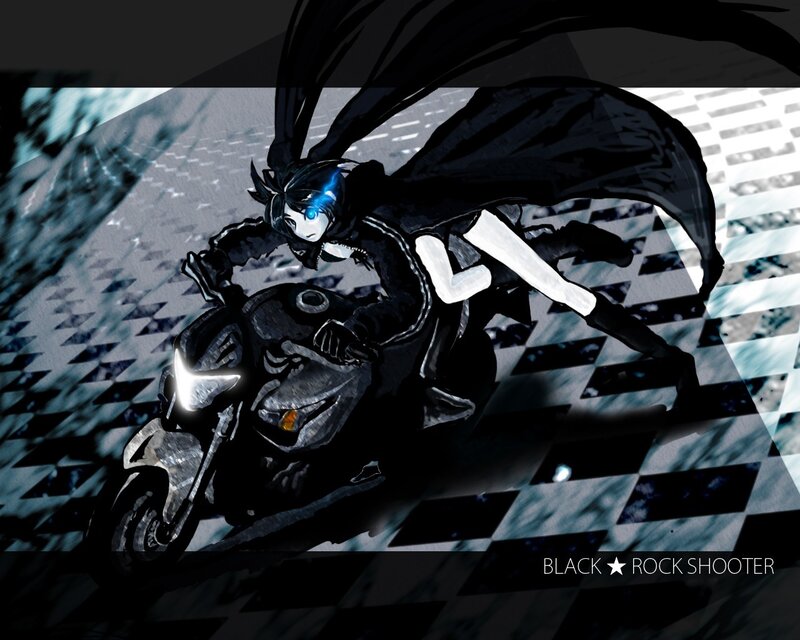 Black Rock Shooter on a motorcycle