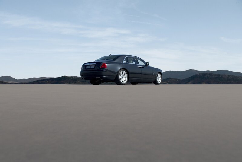 Black Rolls-Royce on desert plain