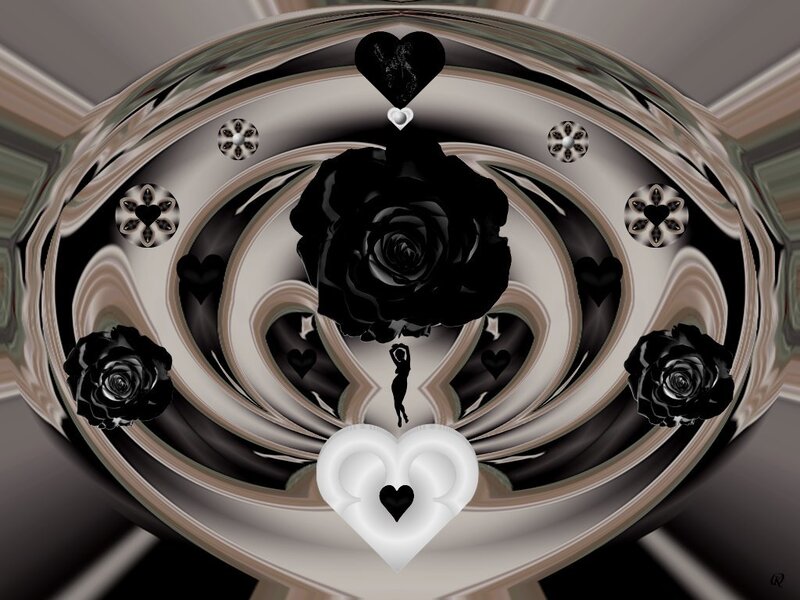 Black rose and heart design