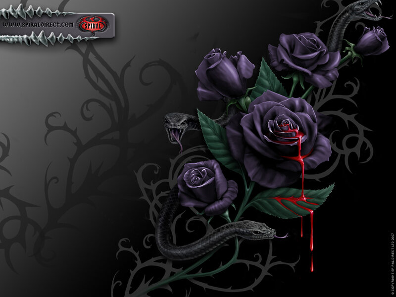 Black roses and snakes with blood