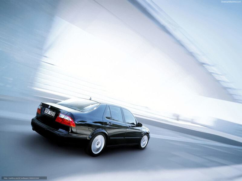 Black Saab 9-3 in motion
