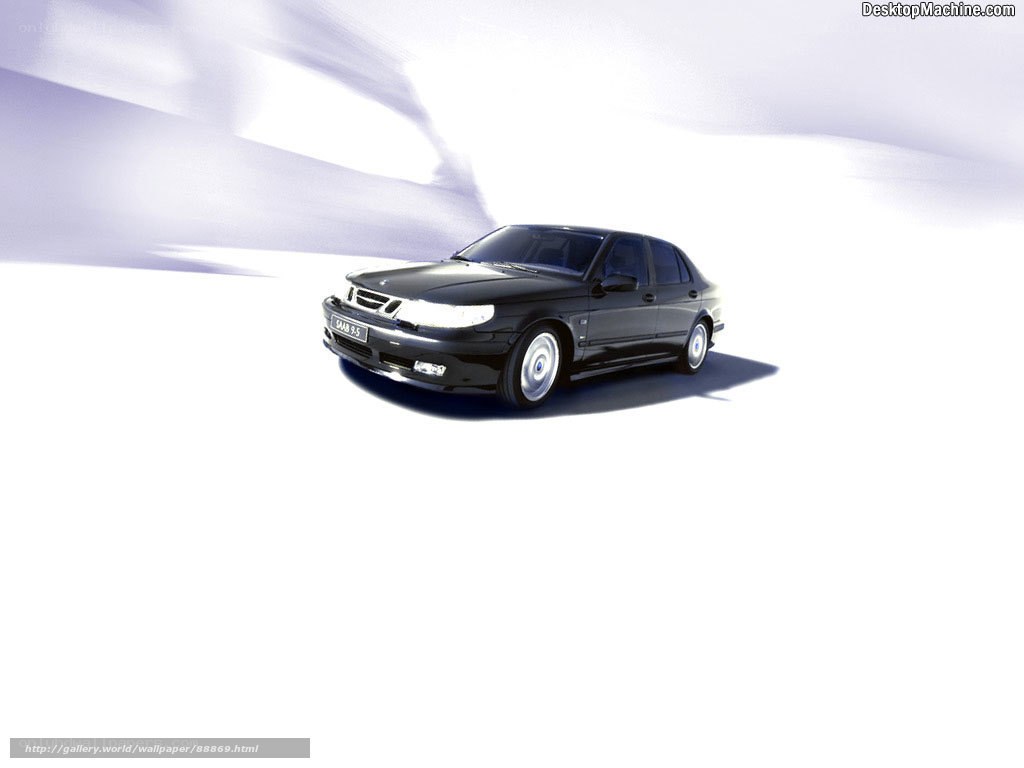 Black Saab 9-5 on white background