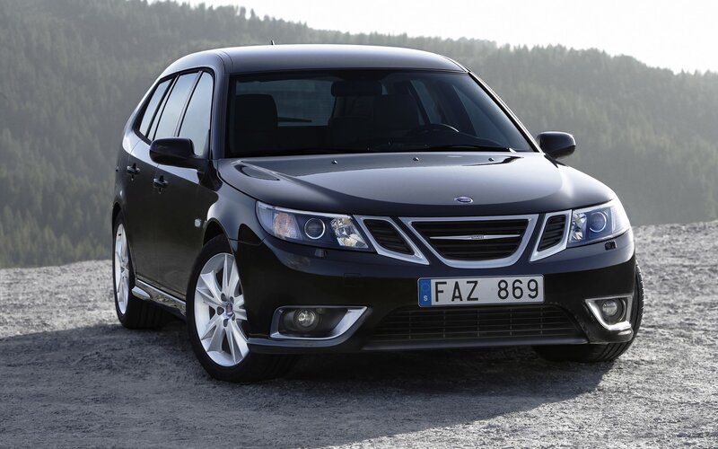 Black Saab station wagon