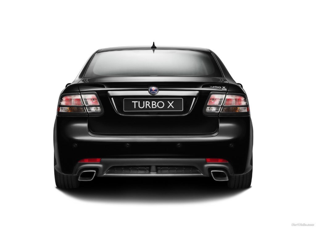 black saab turbo x rear view