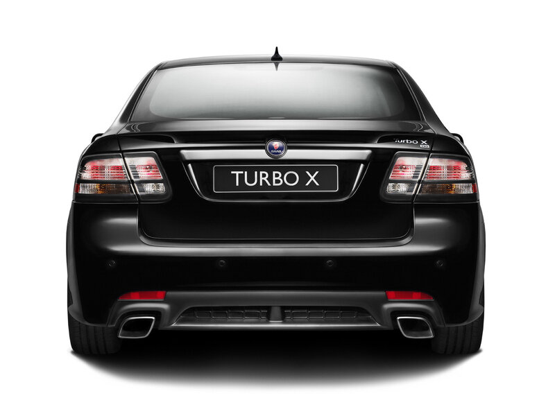 black saab turbo x rear view