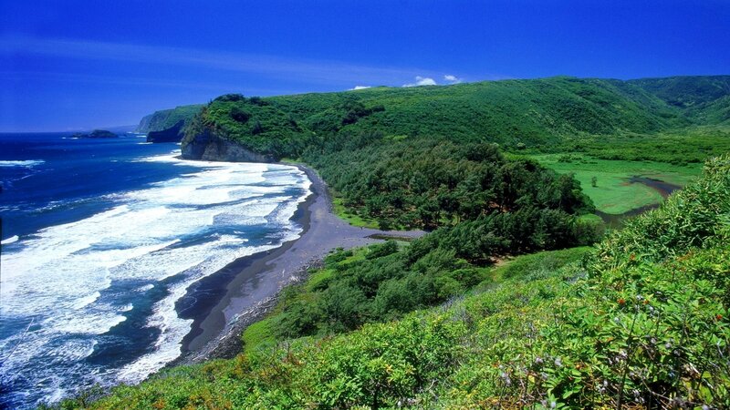 Black Sand Beach — Blue, Serene, Afternoon, Photograph, Ocean, Cliffs