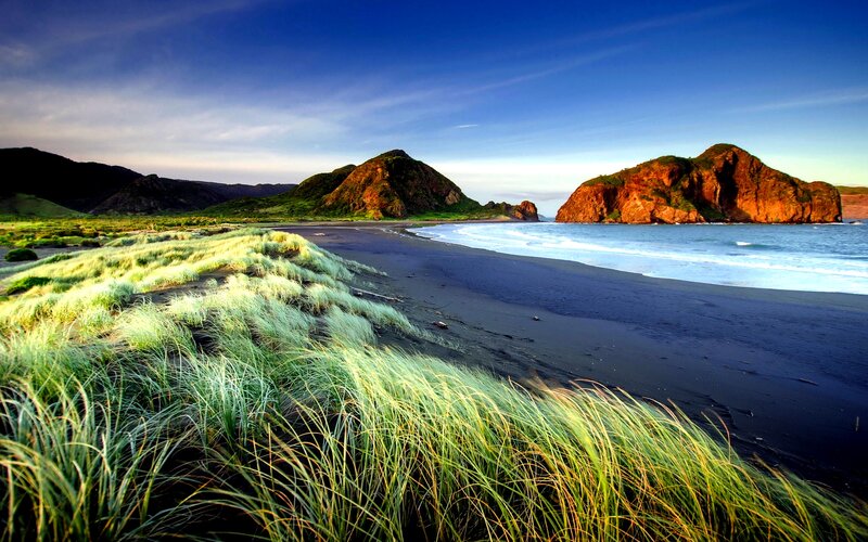 Black Sand Beach — Blue, Serene, Sunset