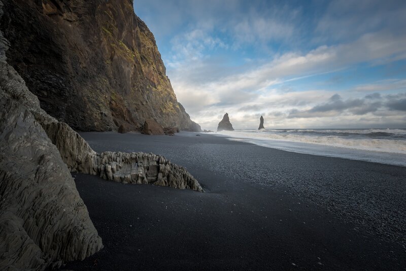 Black Sand Beach — Dramatic, Afternoon, Photograph, Cliffs