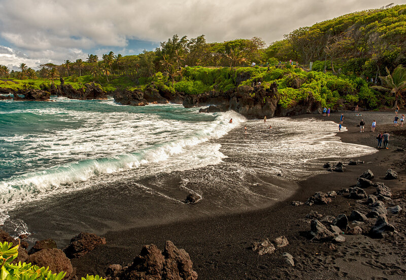 Black Sand Beach — Dramatic, Afternoon, Photograph, Ocean Waves