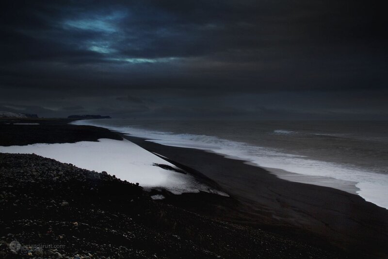 Black Sand Beach — Dramatic, Night