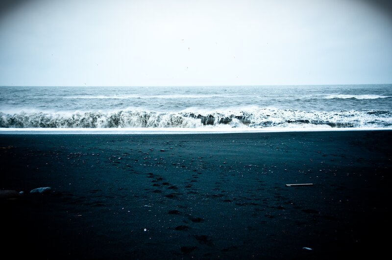 Black Sand Beach — Dramatic, Photograph, Ocean, Waves