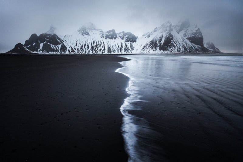 Black Sand Beach — Dramatic, Winter