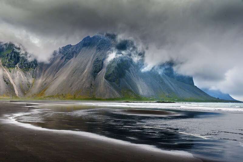 Black Sand Beach — Gray, Dramatic, Photograph
