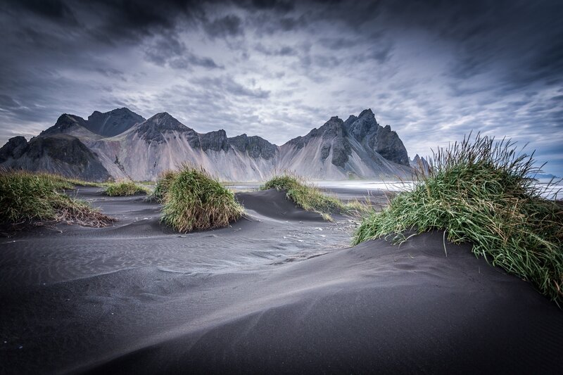 Black Sand Beach — Gray, Dramatic