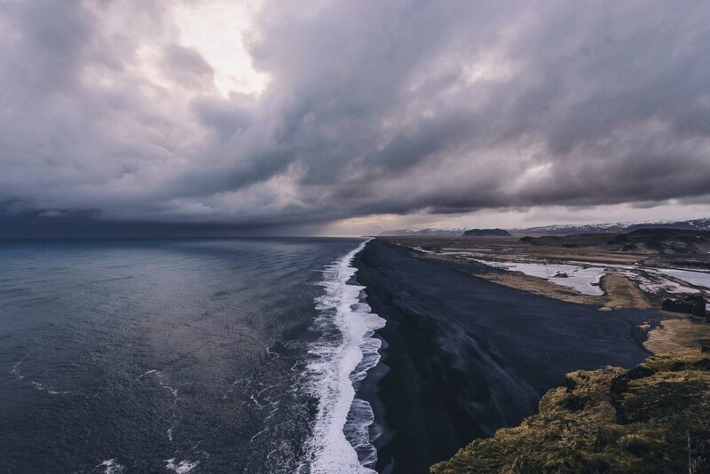 Black Sand Beach — Gray, Dramatic, Winter