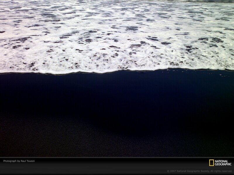 black sand beach waves