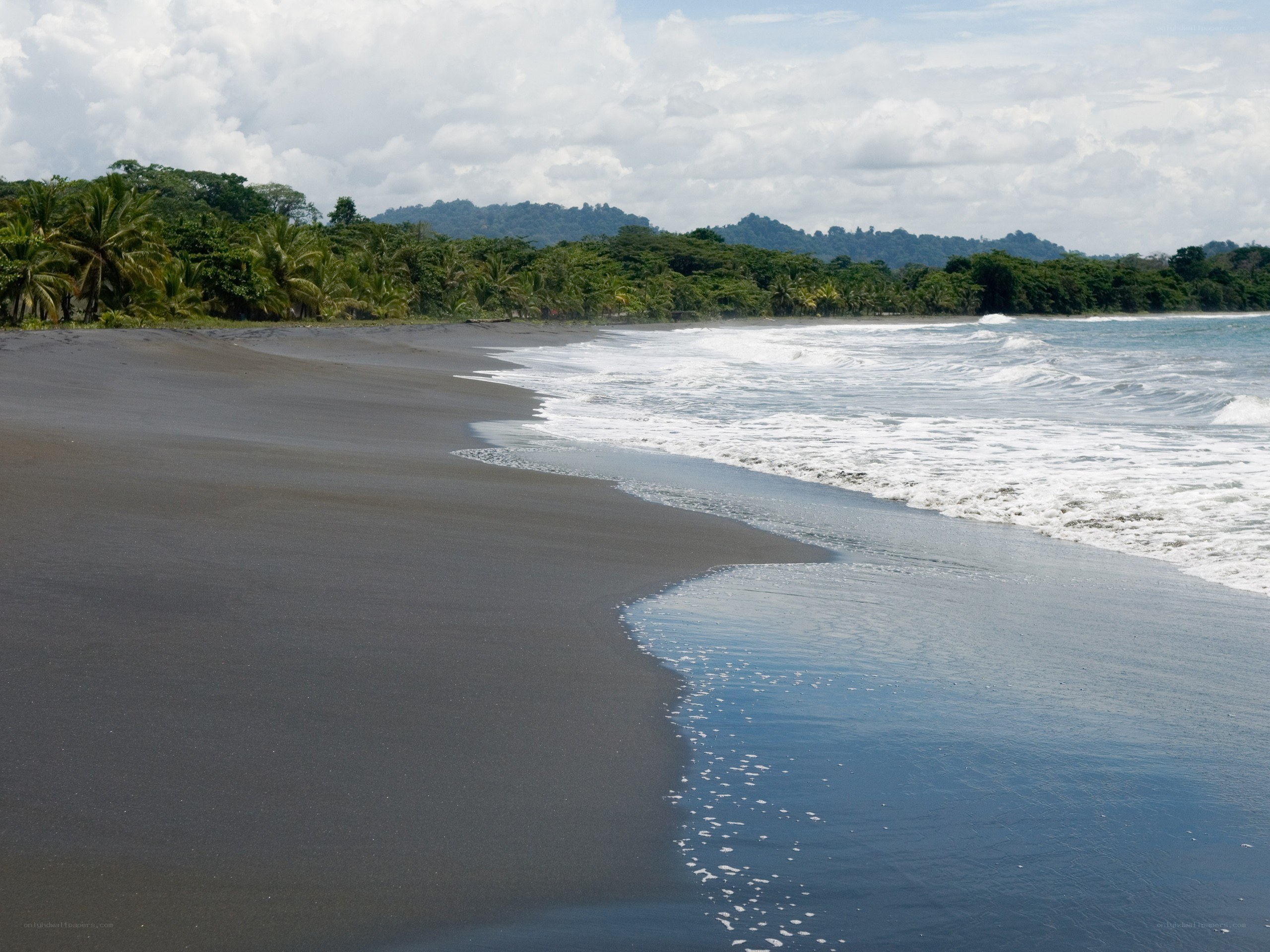 black sand beach with ocean waves