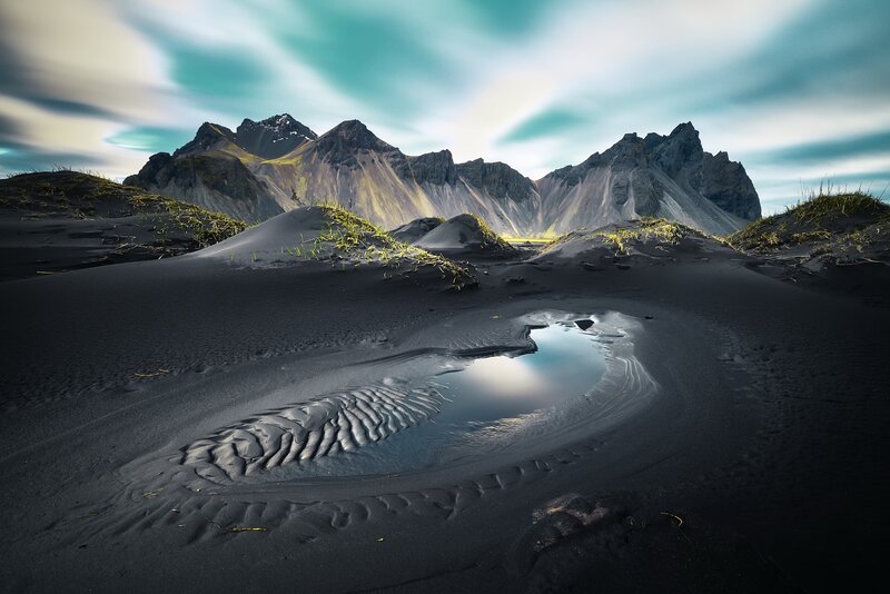 Black Sand Dunes with Pool