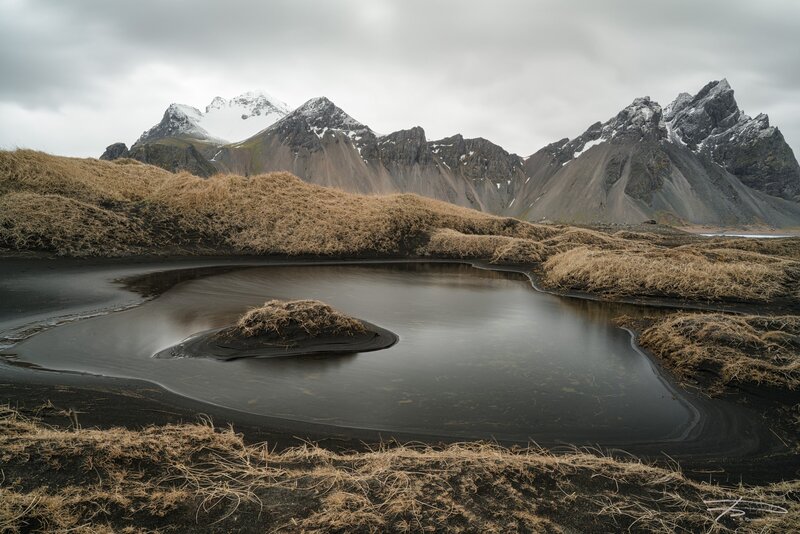 Black Sand Pond with Mountains