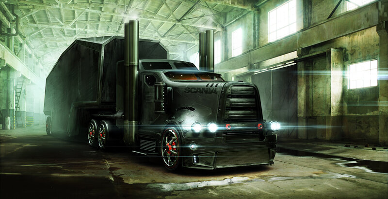 Black Scania Truck — Dramatic, Digital Art