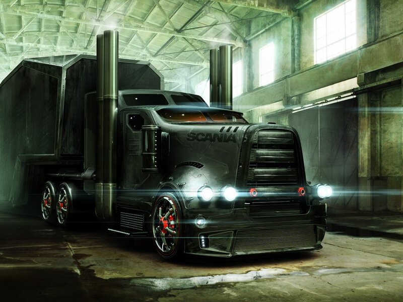 Black Scania Truck — Dramatic