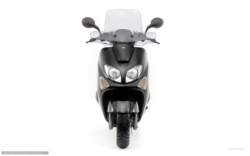 Black Scooter Front View — Neutral, Photograph, Windshield