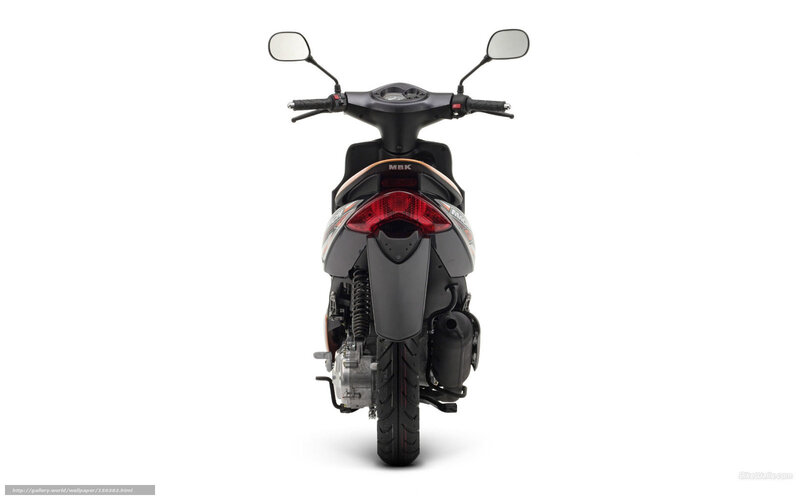 Black Scooter Rear View — Neutral, Photograph, Mirror