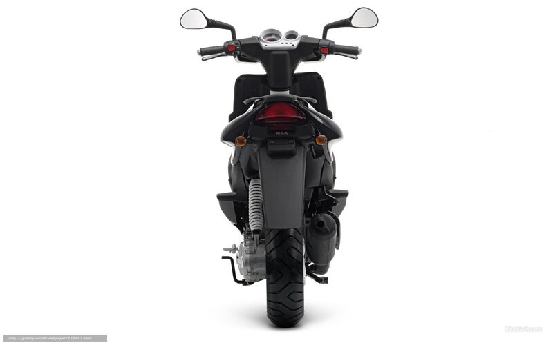 Black Scooter Rear View — Neutral, Photograph, Rear Wheel