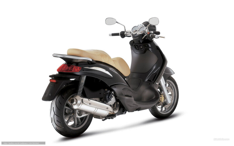 Black Scooter with Beige Seat — Neutral, Photograph, Exhaust Pipe